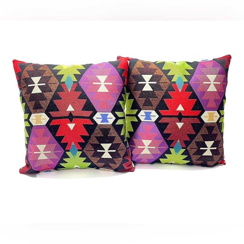 Turkish Anatolian Rug Style 2pc Throw Pillow Covers